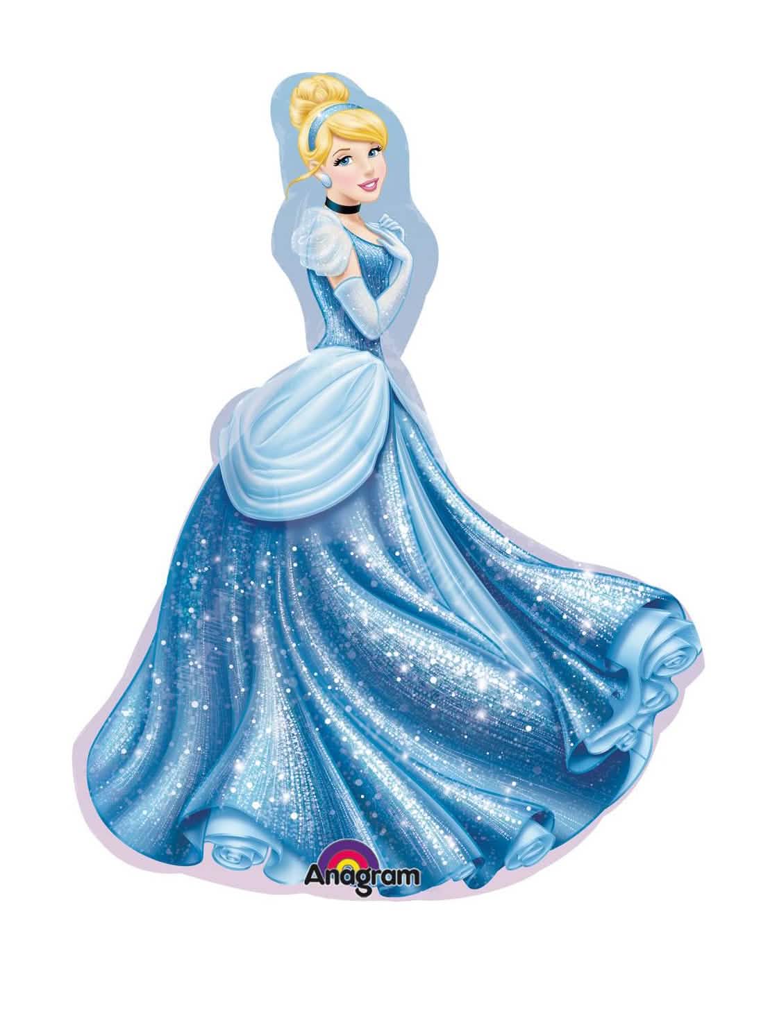 Hliníkový balon Popelka Disney pro dítě modrá s třpytkami
