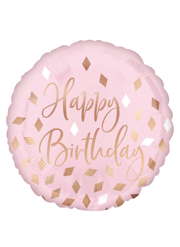 Hliníkový balónek všechno nejlepší k narozeninám růžové konfety růžové zlato 43 cm helium