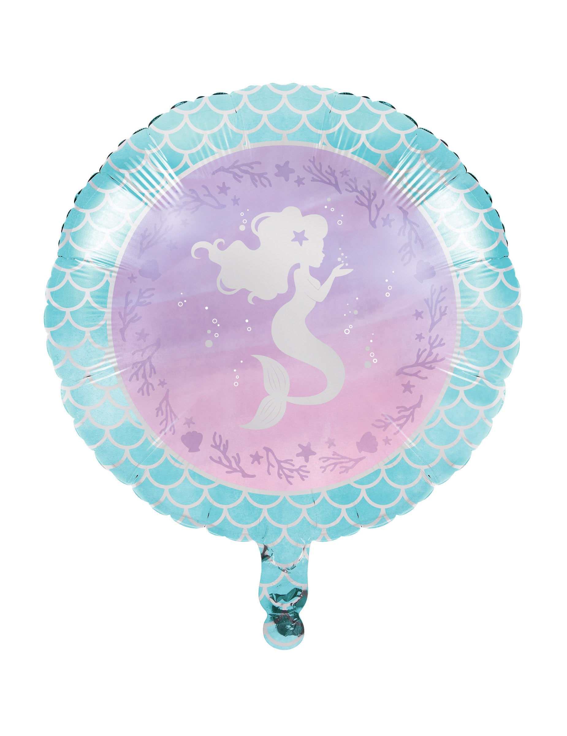Ballon en aluminium sirène pour anniversaire bleu et rose iridescent
