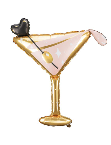 Růžovo-zlatý koktejlový skleněný fóliový balónek 126 x 93 cm
