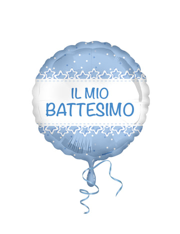 Fóliový balónek 45 cm Světle modré křestní hvězdy