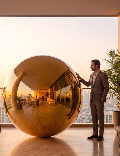 Obří balón zlatá zrcadlová koule 200 cm