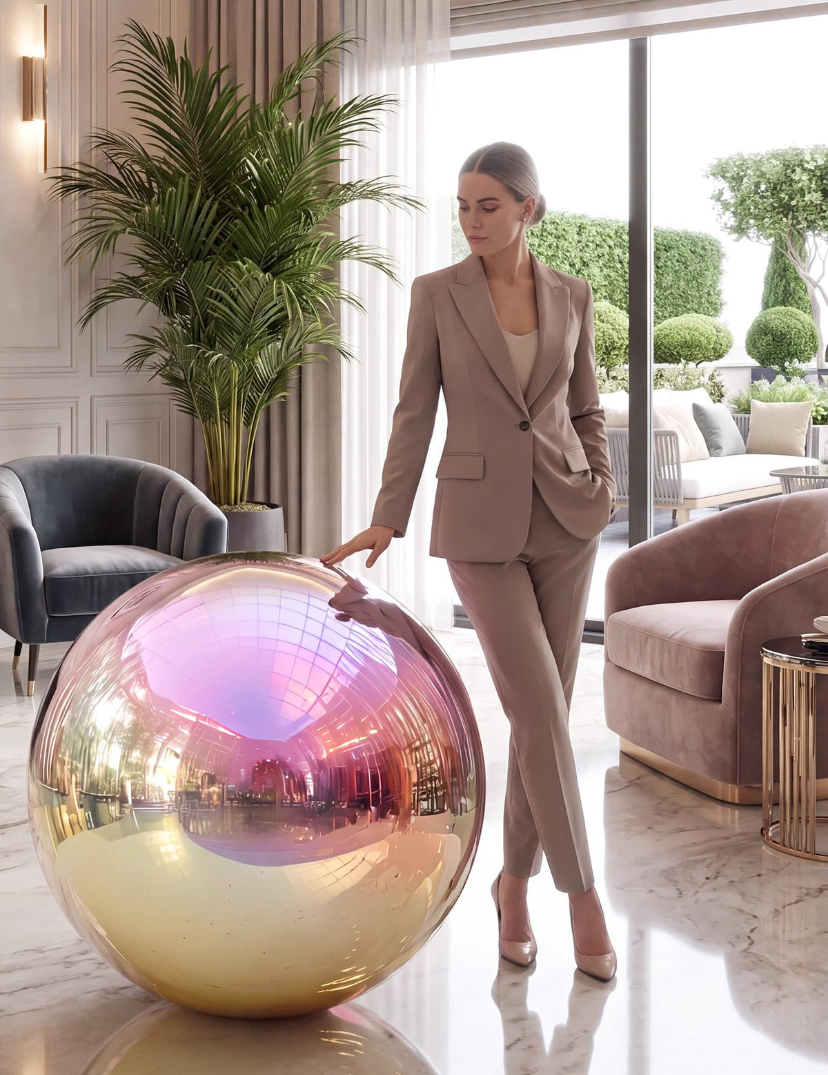 Obří iridiscentní zrcadlová koule balón 80 cm