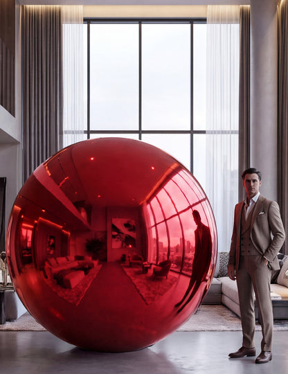 Obří balón červená zrcadlová koule 200 cm