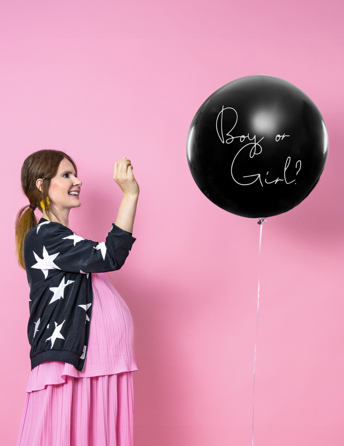 Obří latexový balónek chlapec nebo dívka modré konfety 1 m baby shower