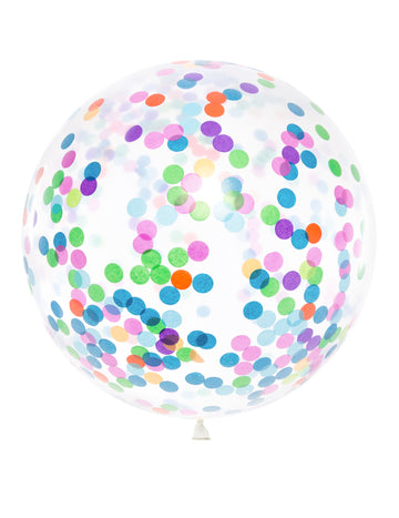 Transparentní obří balón vícebarevné konfety 1m