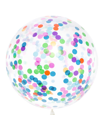 Transparentní obří balón vícebarevné konfety 1m