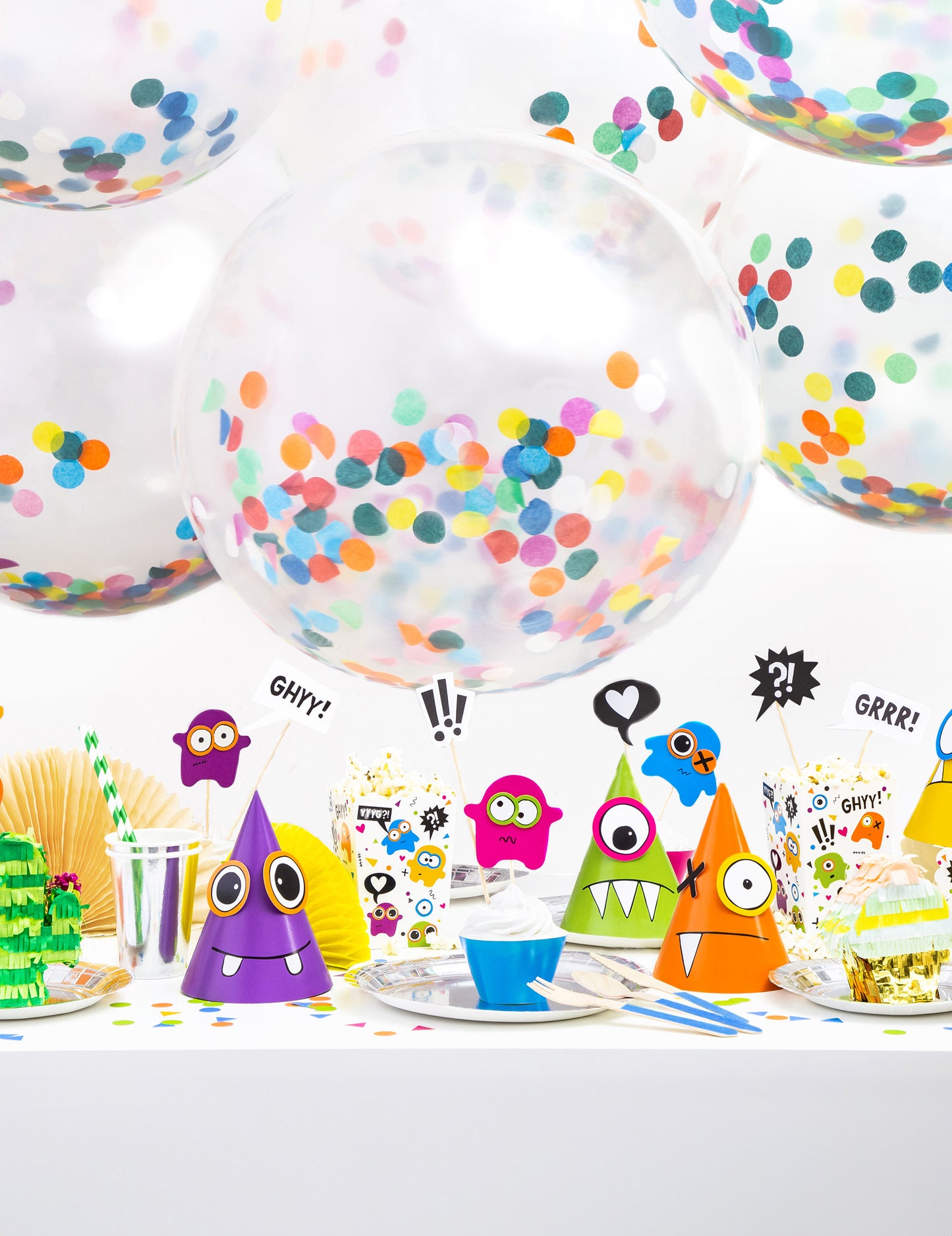 Transparentní obří balón vícebarevné konfety 1m