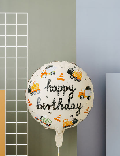 Balónek s narozeninovým motivem stavebního vozu 45 cm