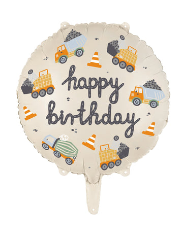 Balónek s narozeninovým motivem stavebního vozu 45 cm