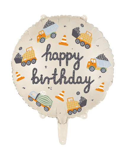 Balónek s narozeninovým motivem stavebního vozu 45 cm