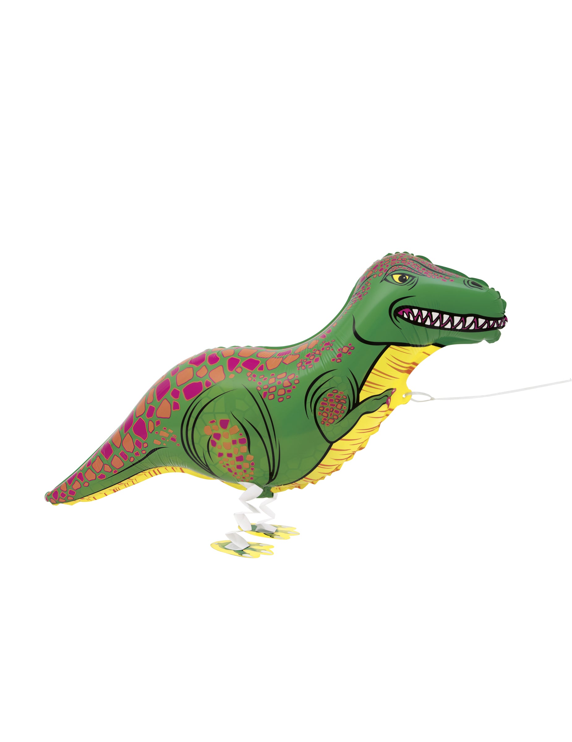 Ballon métallique T-Rex marchant vert et jaune