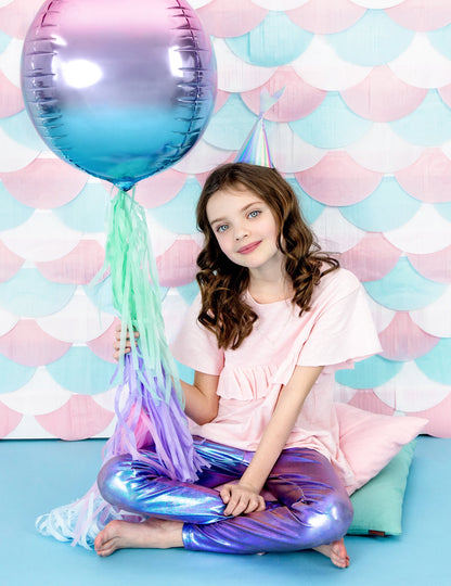 Růžový a modrý gradientní hliníkový kulový balónek 35 cm nafukovací helium