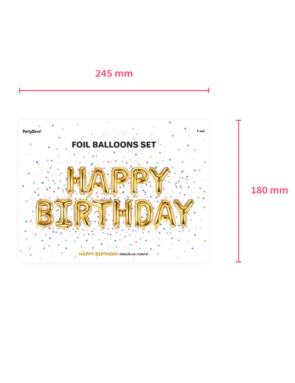 Hliníkové balónky všechno nejlepší k narozeninám zlaté 35 cm v girlandě