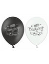 Ballons Happy Birthday pour anniversaire noir et blanc