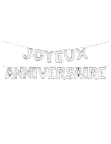 36 stříbrných fóliových balónků s narozeninovými písmeny cm