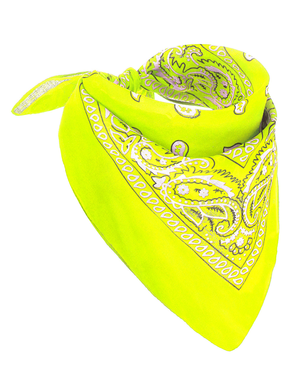 Bandana jaune fluo pour adulte avec motifs cachemire blancs