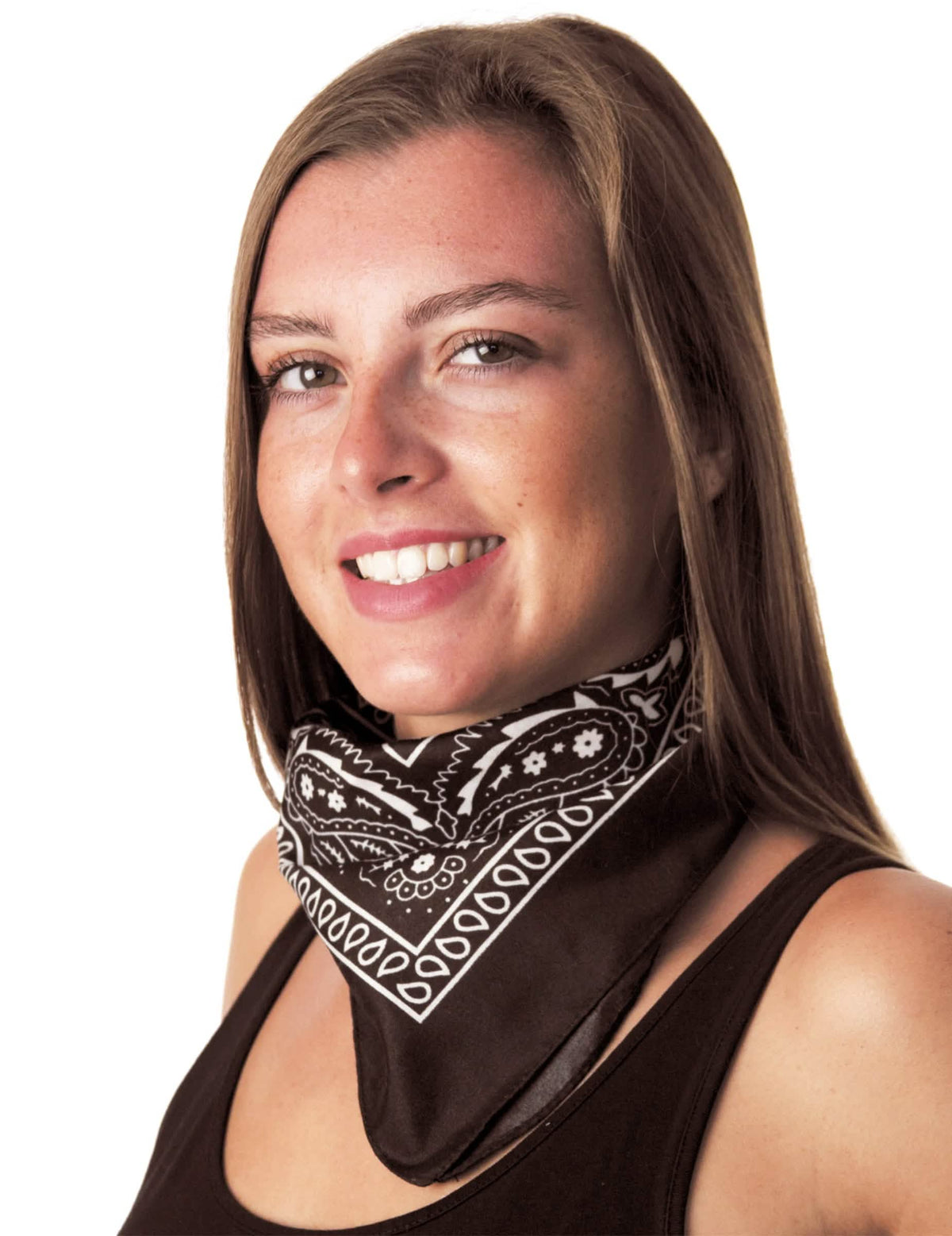 Černá bandana pro dospělý s bílými paisley vzory