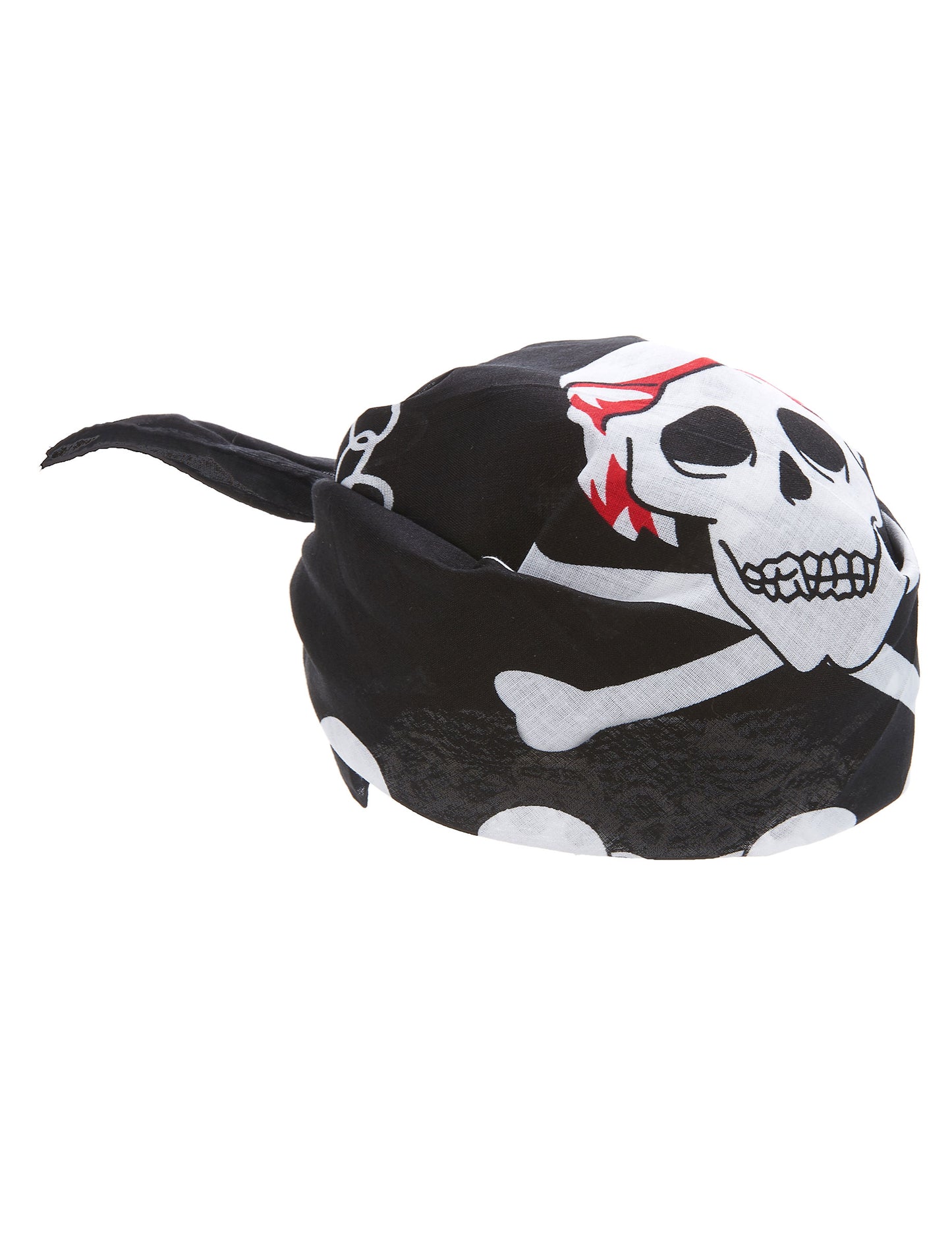 Bandana têtes de mort et chaine pour adulte noir avec imprimé blanc et rouge