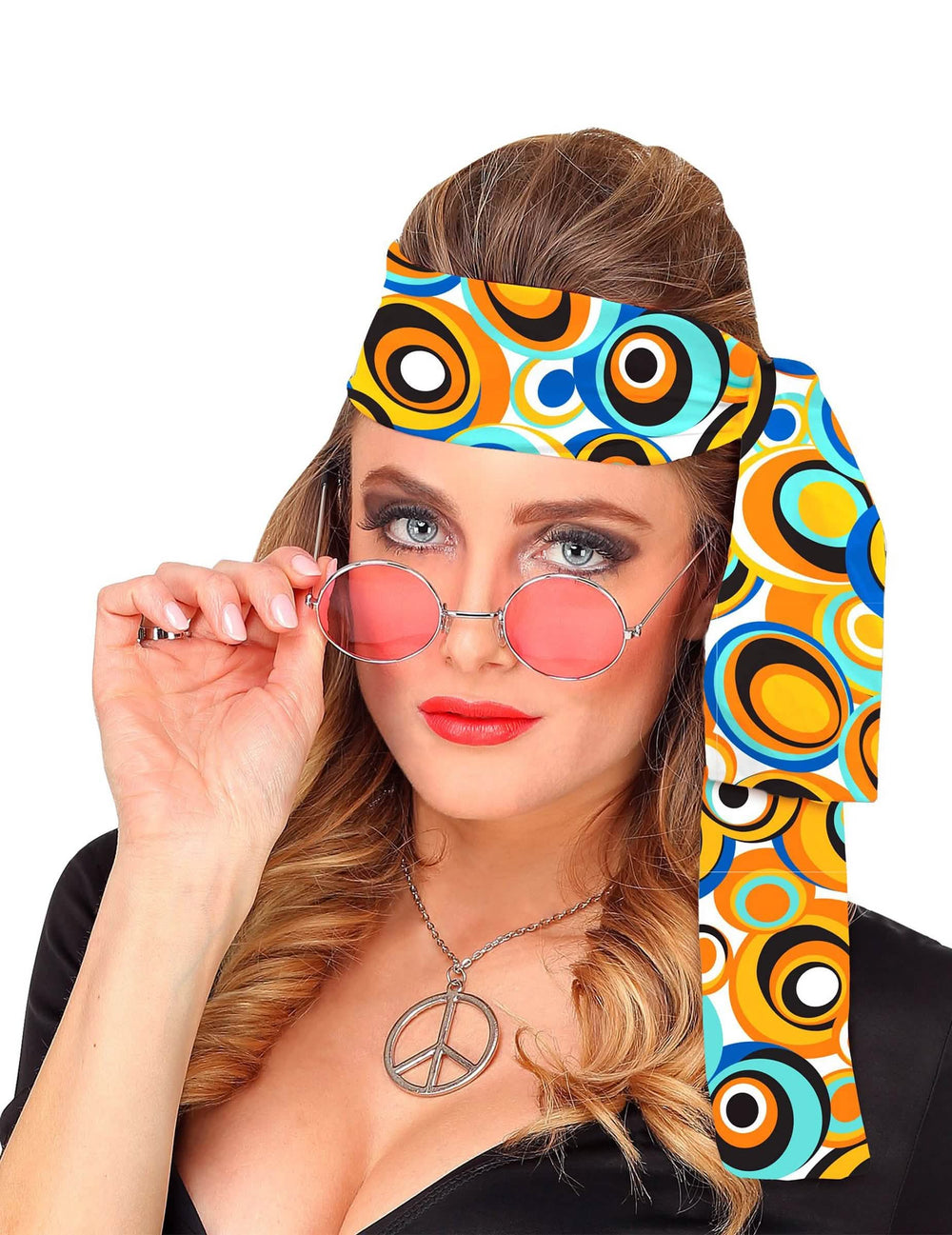 Pohled zepředu na dospělý čelenka bubbles ve stylu 70. let