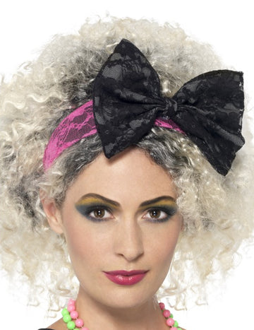 Dámská čelenka s velkou krajkou a mašlí