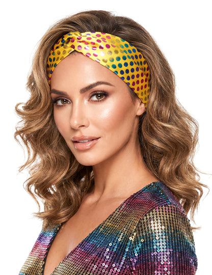 Špičková žlutá disco dámská čelenka