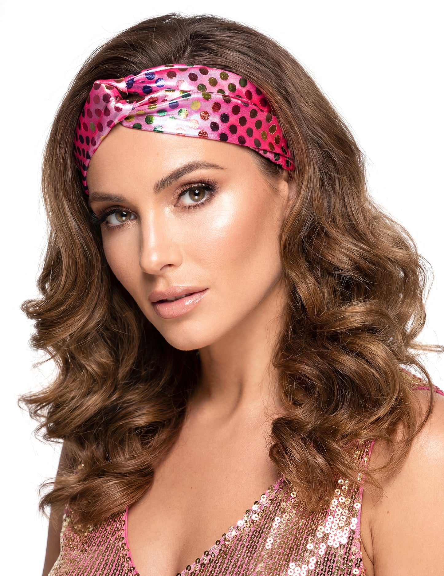 Špičková růžová disco dámská čelenka