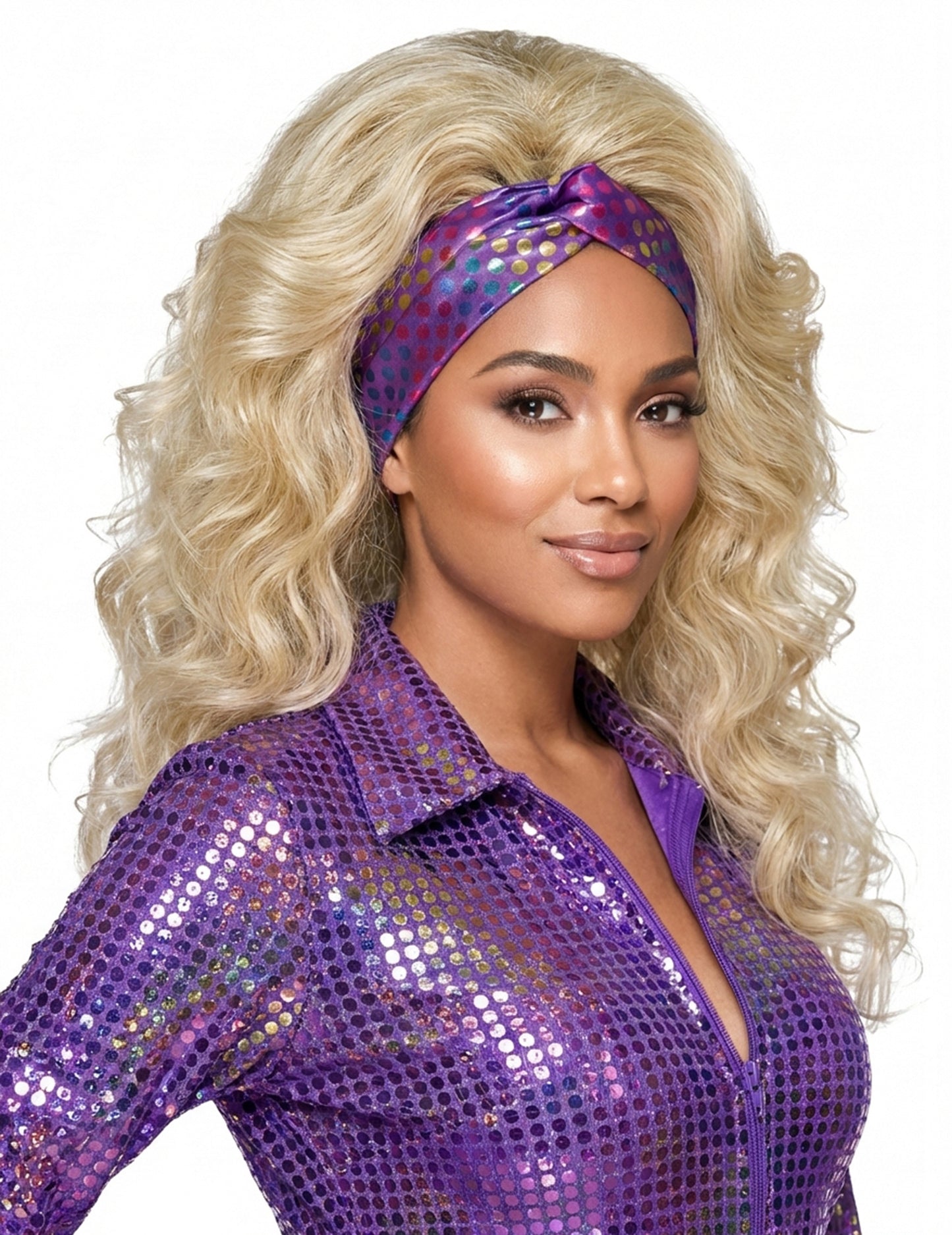 Špičková fialová disco dámská čelenka