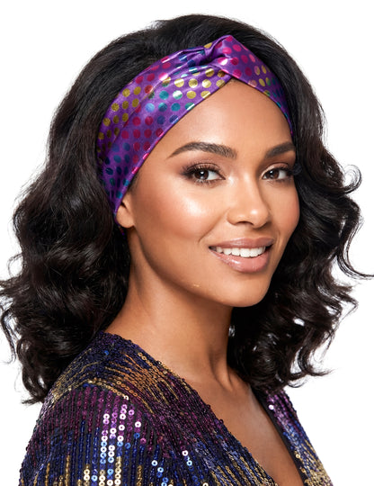 Špičková fialová disco dámská čelenka