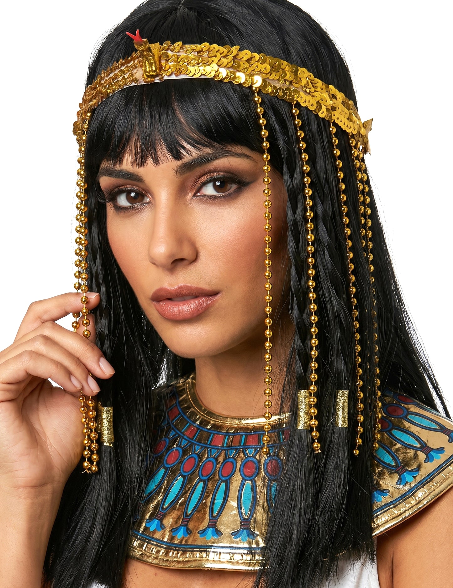 Bandeau sequins serpent égyptien doré femme