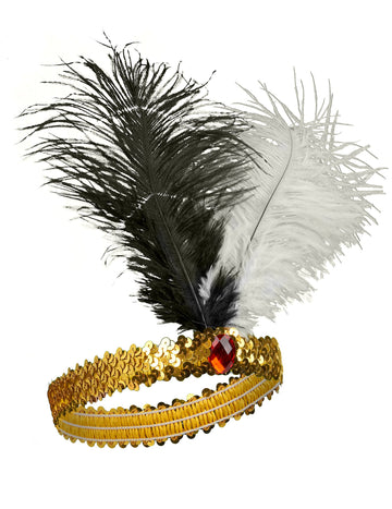 Čelenka pro dospělé s peřím a charlestonem