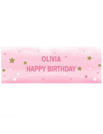 Banner k přizpůsobení růžové 50 x 152 cm se samolepicími písmeny