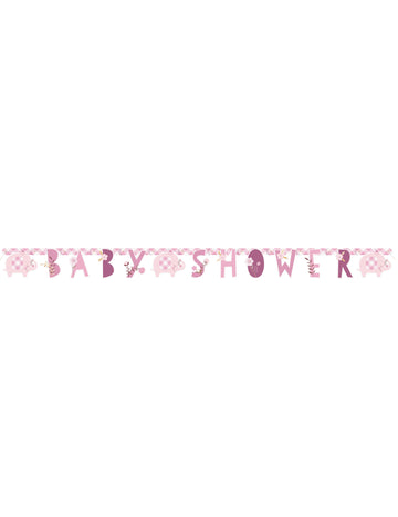 Růžový slon baby shower banner