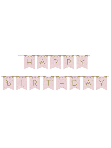 Kartonový banner všechno nejlepší k narozeninám královská růžová labuť 2,1 m zlatá