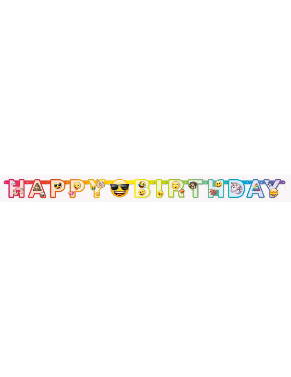 Přehled kartonového banneru Happy Birthday Emoji Rainbow