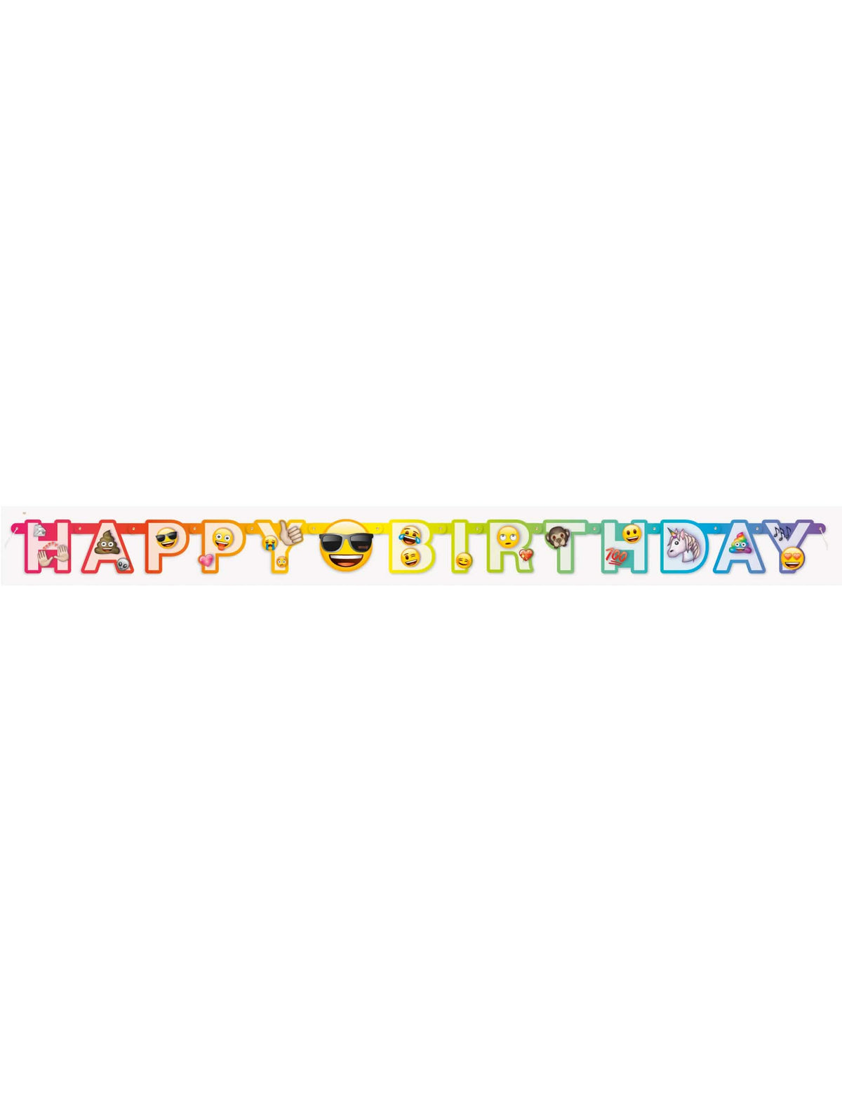 Přehled kartonového banneru Happy Birthday Emoji Rainbow