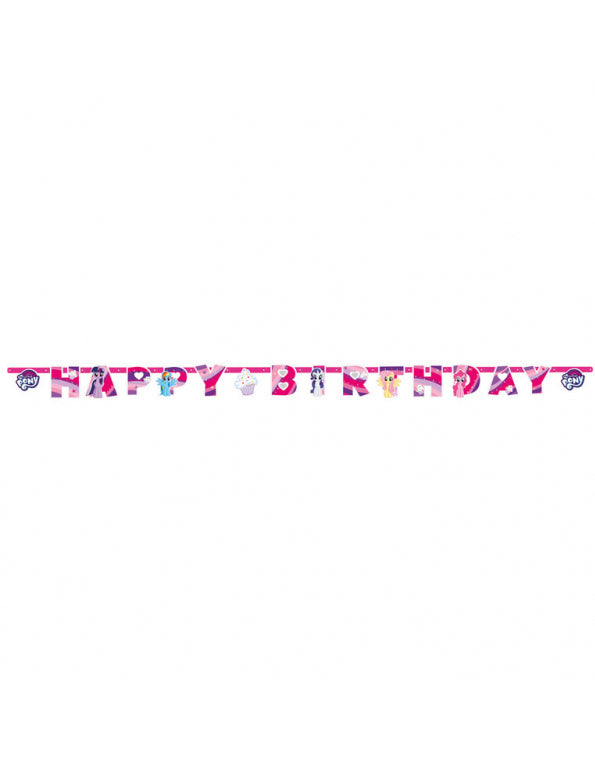 Guirlande Happy Birthday My Little Pony pour enfant rose et violette