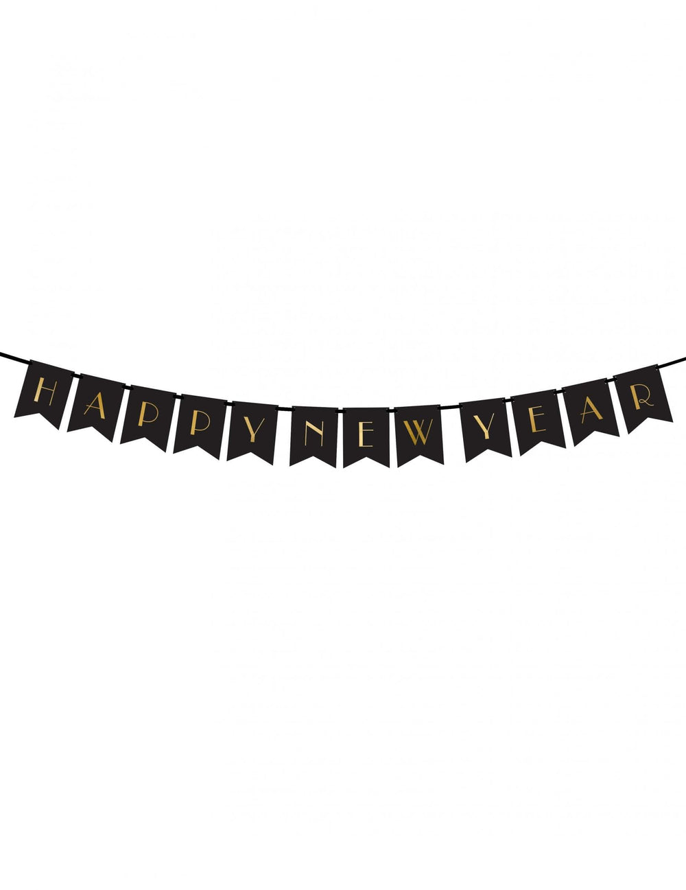 Papírový banner Happy New Year pro černou a zlatou párty