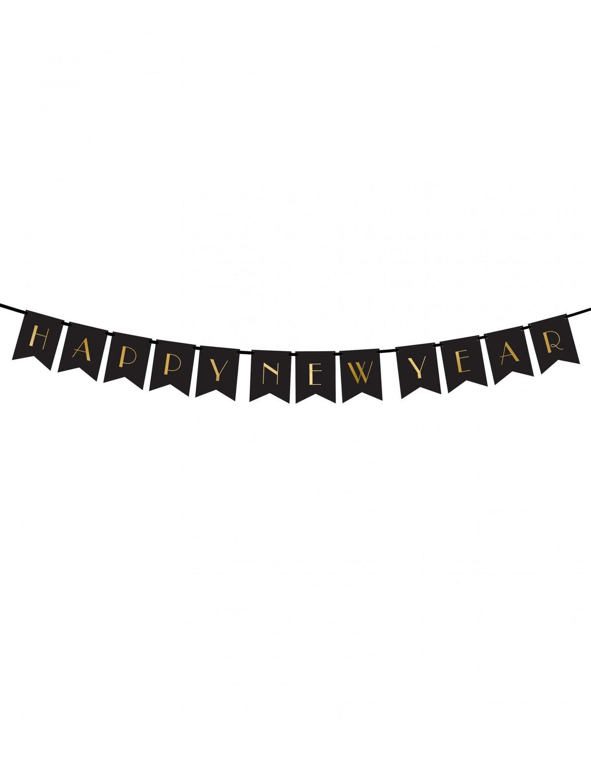 Papírový banner Happy New Year pro černou a zlatou párty