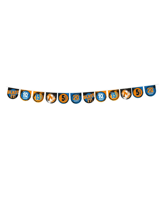 Bannière Nerf™ pour enfant orange et bleue avec fanions de points de score