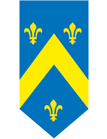 Modrý středověký vertikální banner 25 x 50 cm květy lilie