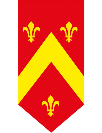 Červený středověký vertikální banner 25 x 50 cm z papíru