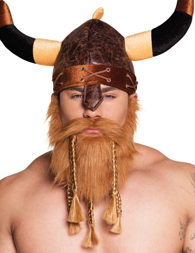 Barbe de viking avec tresses pour adulte rousse