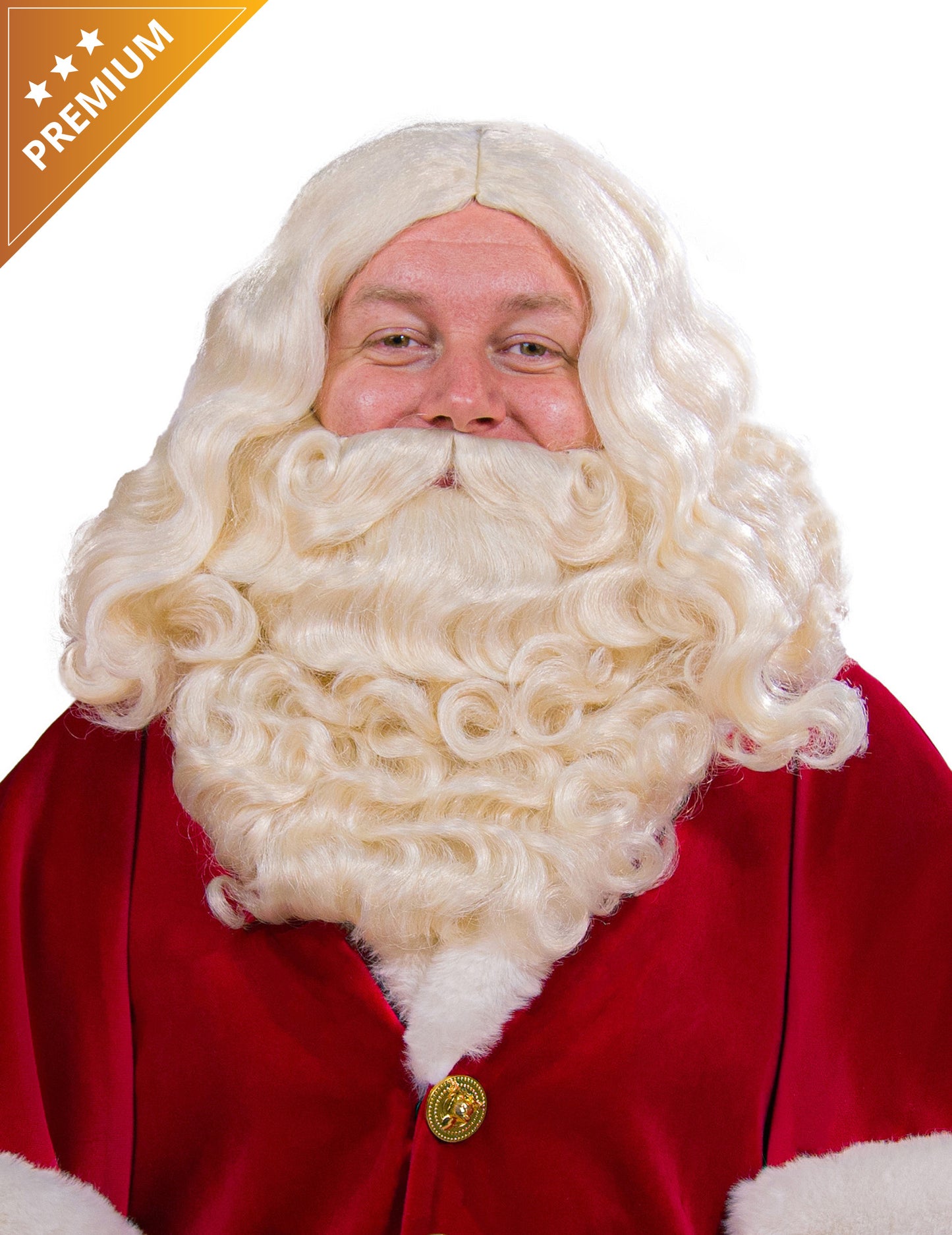 Luxusní vousy a paruka Svatého Mikuláše v krémové barvě 