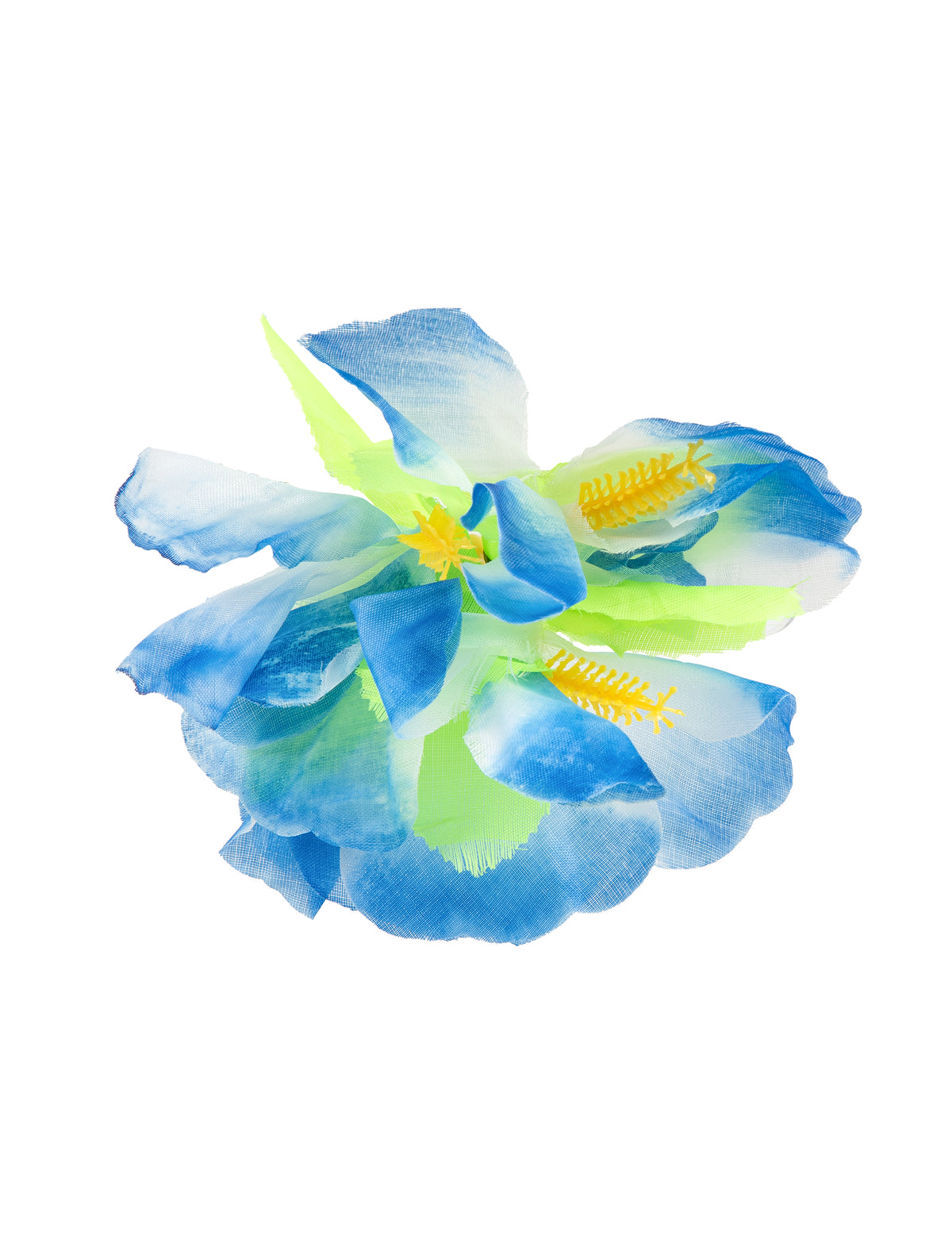 Détail des pétales de la barrette fleur Hawaï pour femme