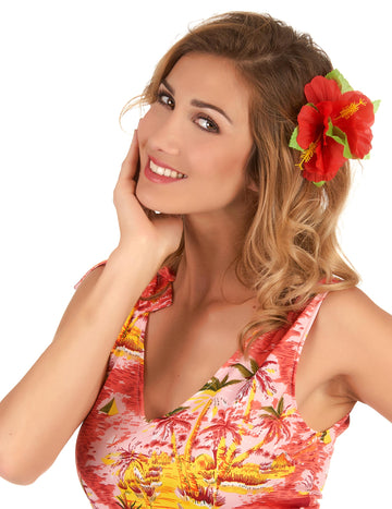 Havajská sponka s červeným květem