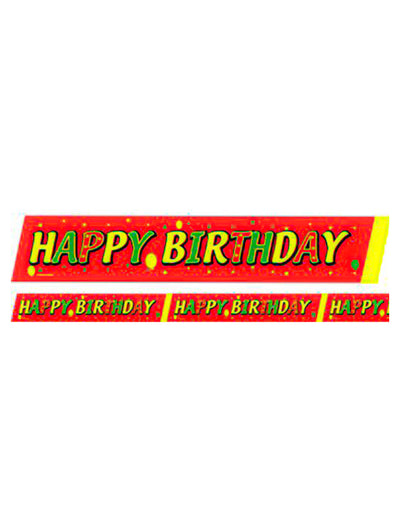 Ozdobná páska Happy Birthday červeno-zeleno-žlutá 600x6 cm 