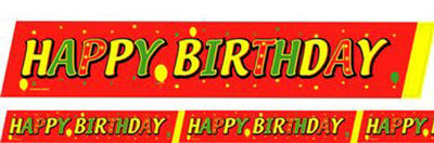 Ruban de signalisation Happy Birthday pour anniversaire rouge jaune et vert