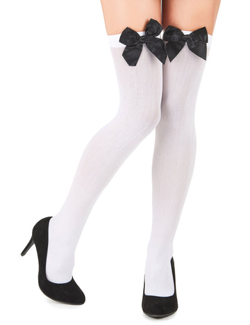 Bas avec noeud pour femme blancs et noirs