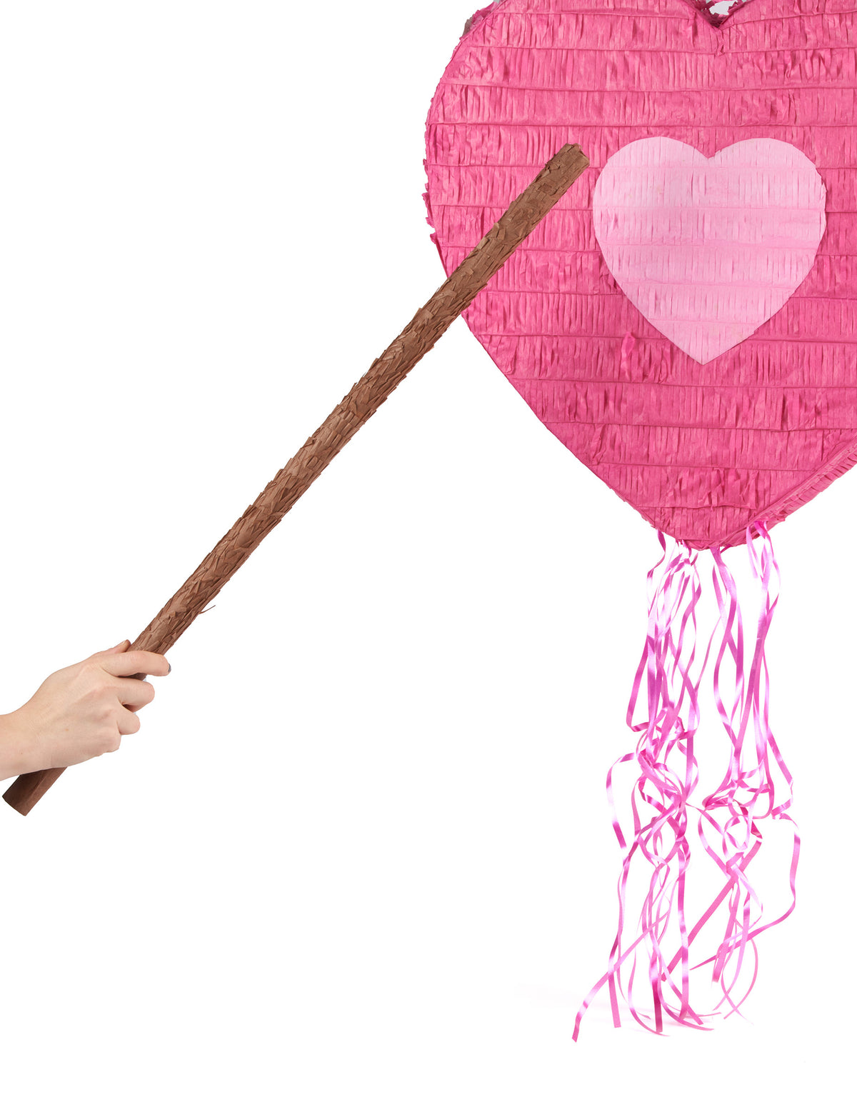 Mise en situation d'utilisation du bâton pinata pour fête marron